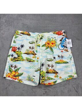 Fresh Prints of Bel-Air Swim Trunks Men Large Green Yellow Vibrant Tropical Pool